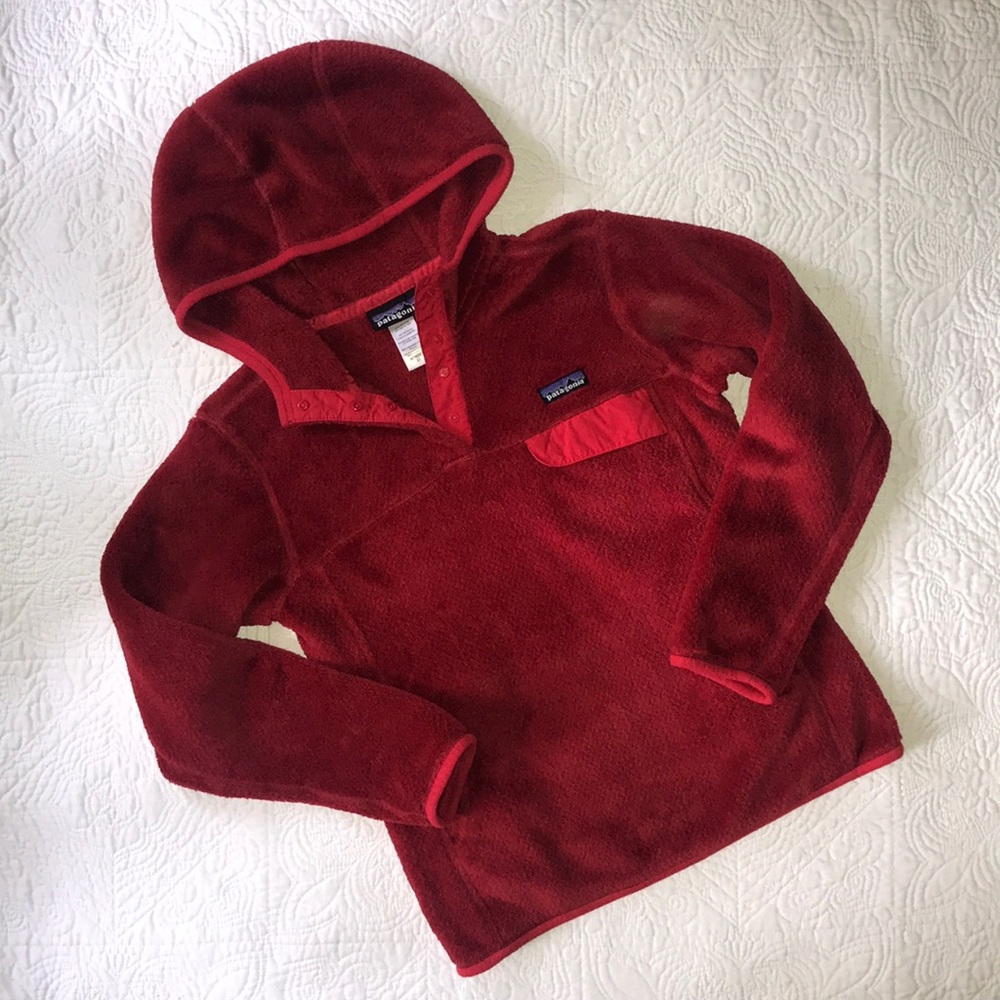 ❤️ Red Patagonia Re-Tool Snap-T Pullover Hoodie
